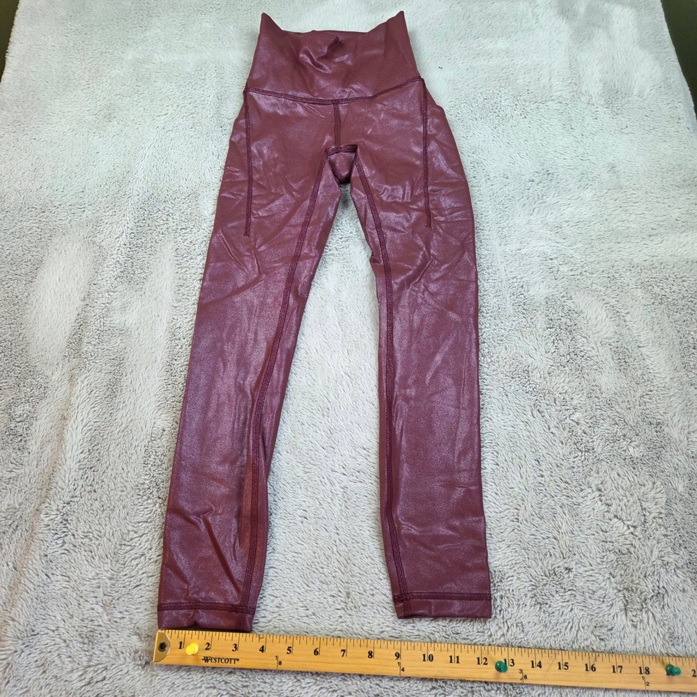 Lululemon Fast and Free High-Rise Tight 23" Women Sz 0 Foil Shine Side Pocket Rd